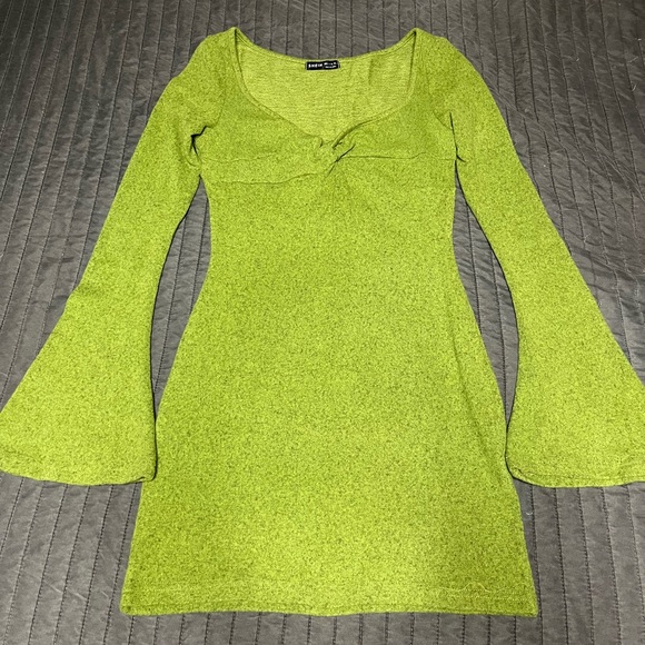 Sexy Green Dress Flounce Sleeve Sweetheart Neckline Bodycon Small S - Picture 5 of 5